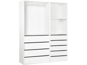 Kit dressing modulable avec penderie, 9 tiroirs et 2 étagères "Opéra" - 2 éléments - Blanc