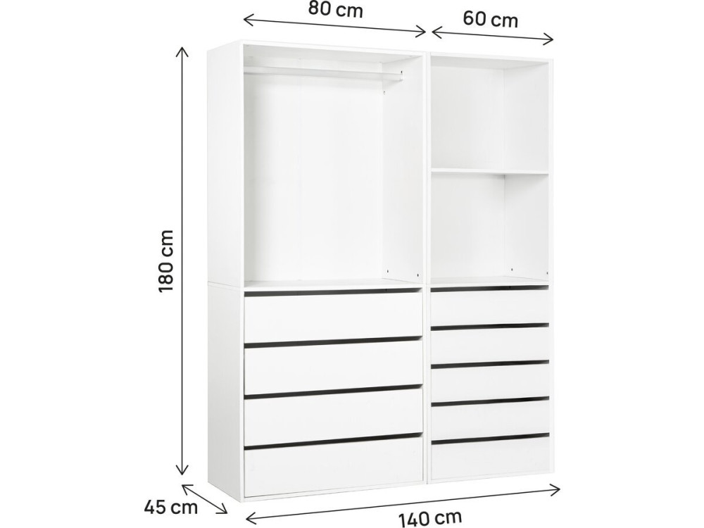 Kit dressing " Opéra " modulable - 2 éléments - Blanc