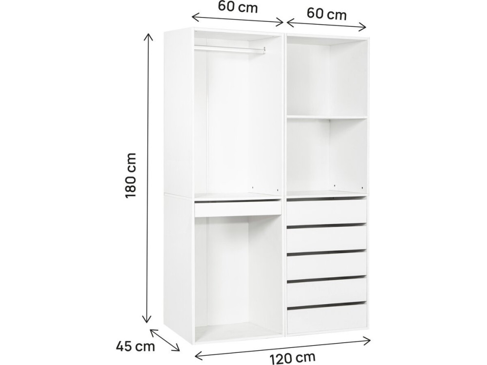 Kit dressing " Opéra " modulable - 2 éléments - Blanc