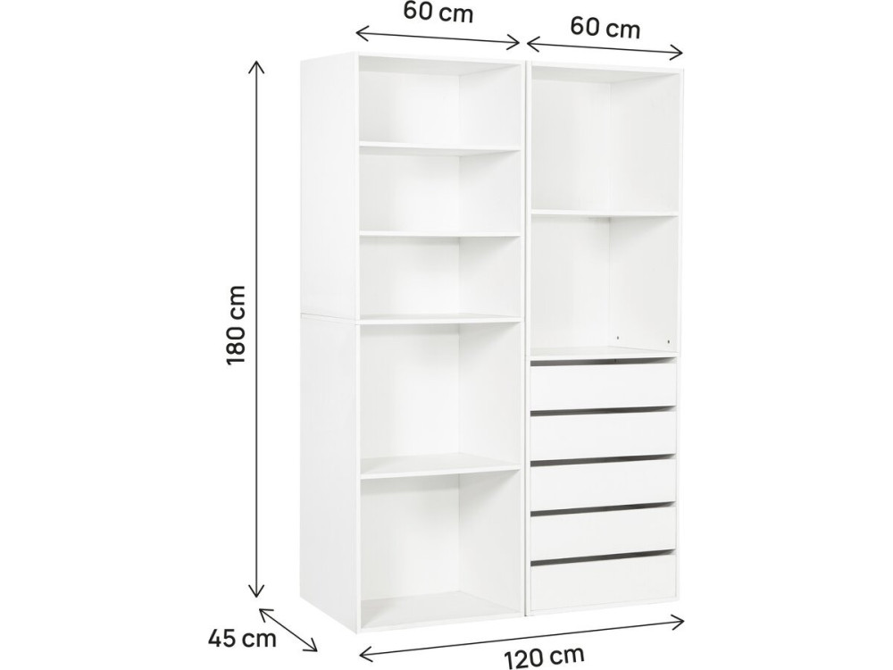 Kit dressing " Opéra " modulable - 2 éléments - Blanc