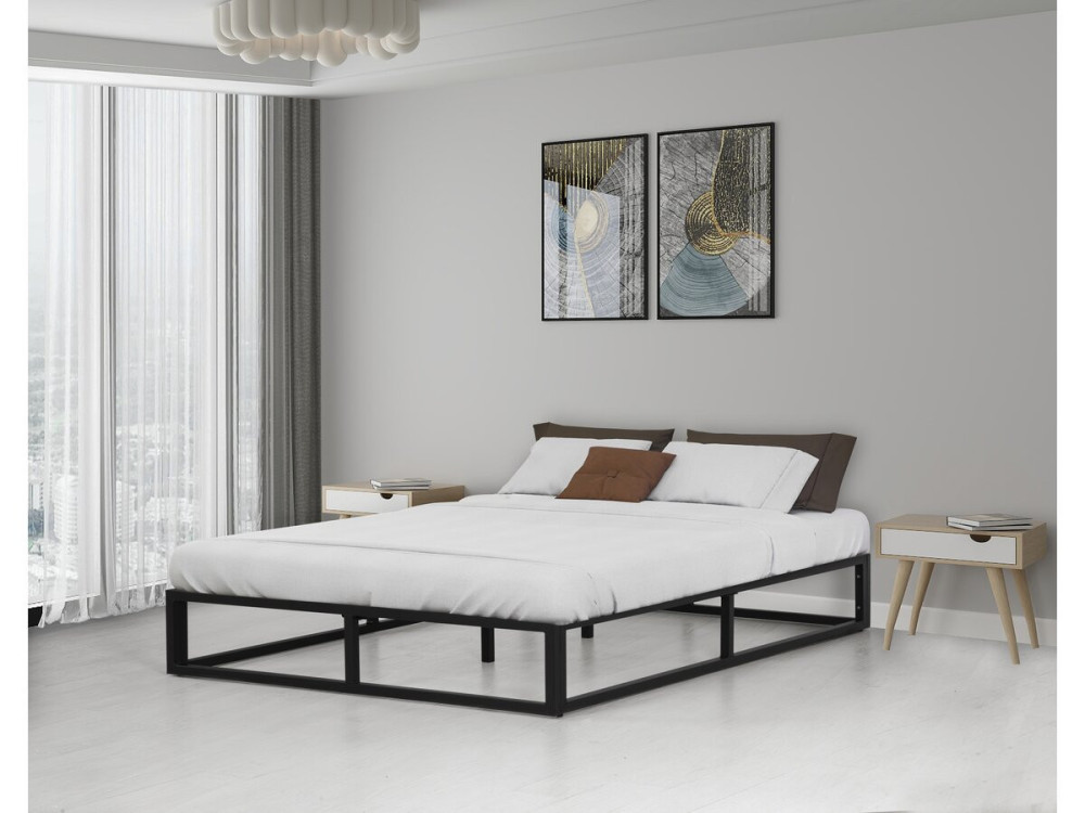 Cadre de lit en métal 160 x 200 cm - Noir