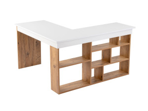 Bureau d'étude en bois "Vesper" - 130 x 120 x 72 cm - Pin blanc de l'Atlantique