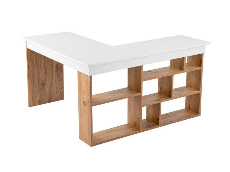 Bureau d'étude en bois "Vesper" - 130 x 120 x 72 cm - Pin blanc de l'Atlantique