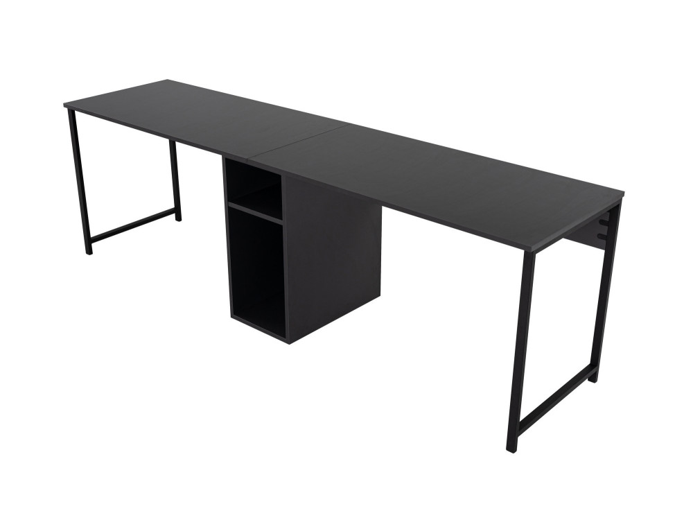 Bureau en bois "Twin Study Desk" - 240 x 60 x 74 cm - AnthraciteNoir