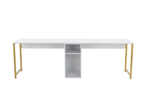 Bureau en bois "Twin Study Desk" - 240 x 60 x 74 cm - Or blanc