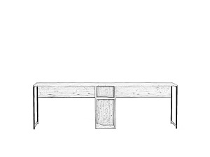 Bureau en bois "Ikili Calisma" - 240 x 60 x 74 cm - Pin atlantique Noir
