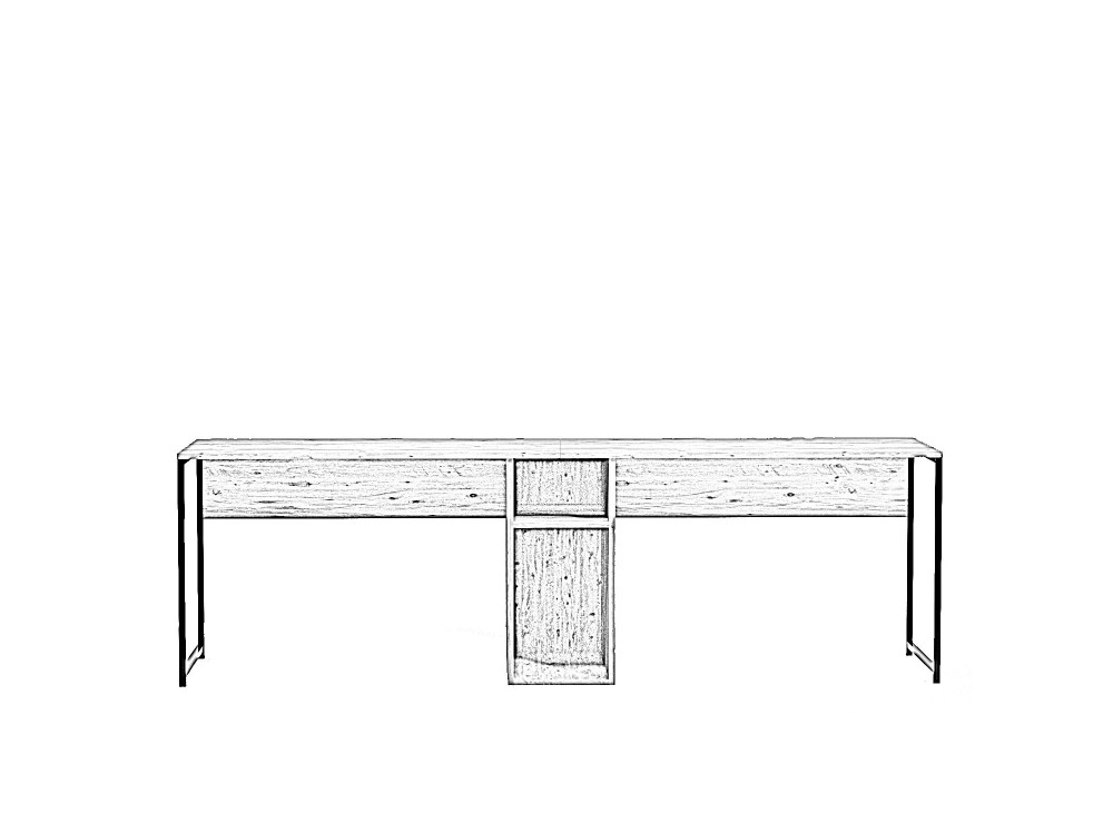 Bureau en bois "Ikili Calisma" - 240 x 60 x 74 cm - Pin atlantique Noir