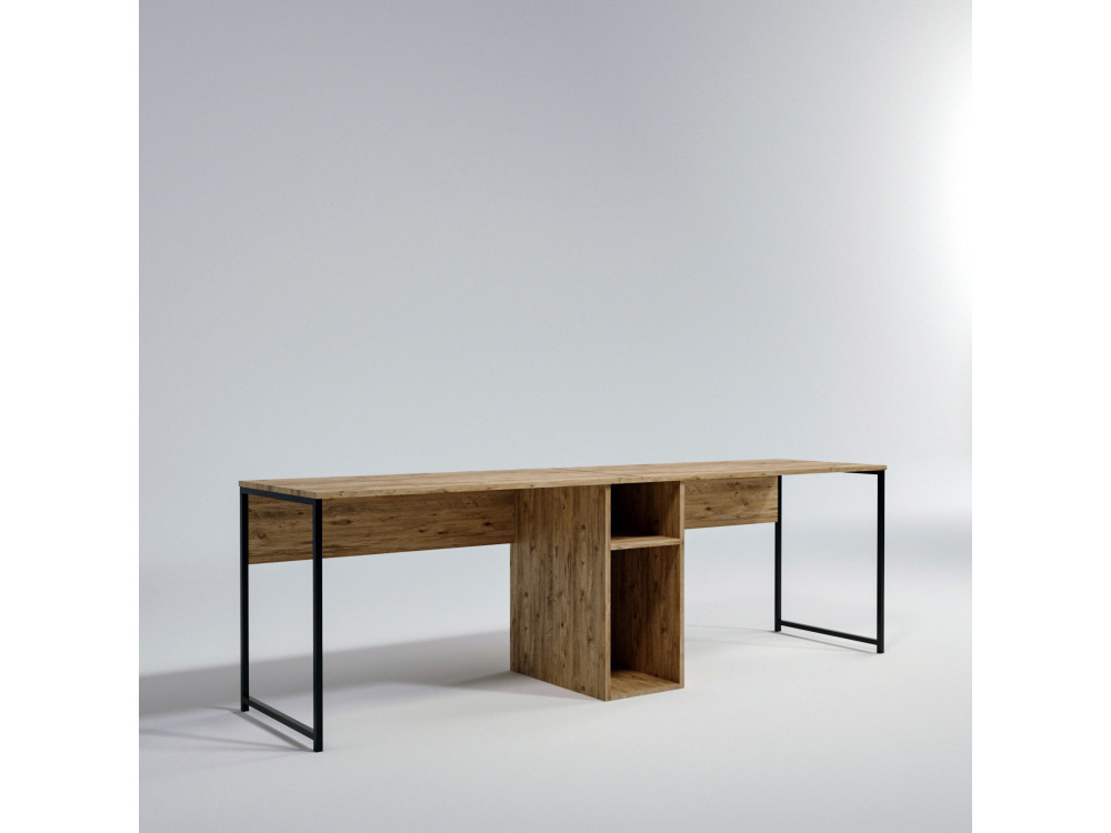 Bureau en bois "Ikili Calisma" - 240 x 60 x 74 cm - Pin atlantique Noir