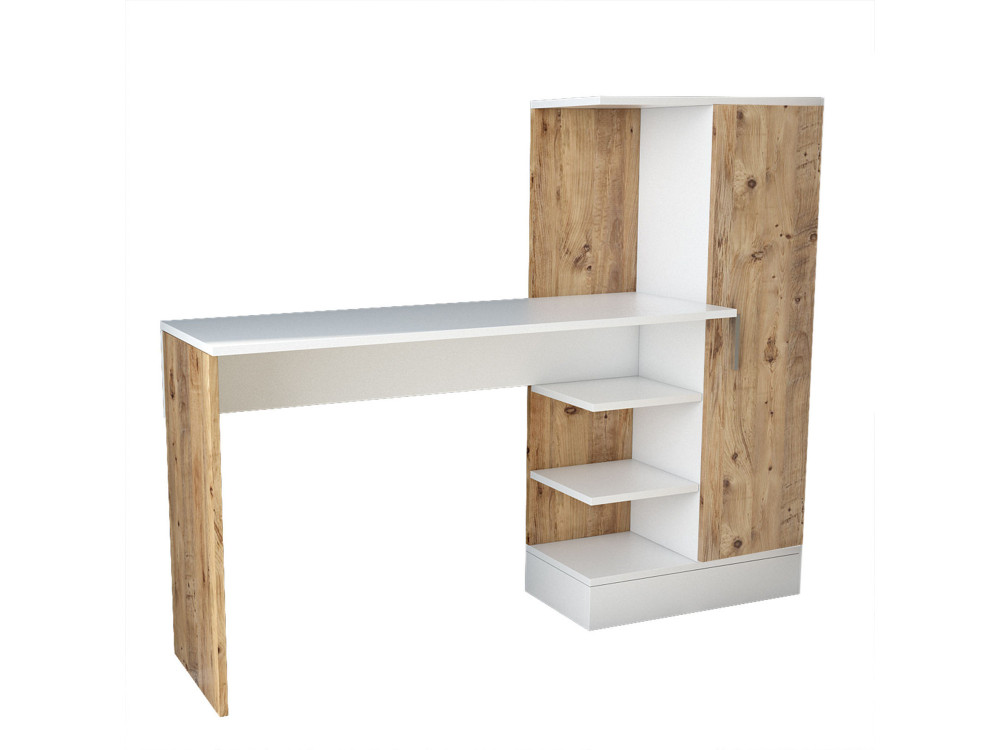 Bureau en bois "CT2" - 152 x 40 x 120 cm - Pin atlantique Blanc