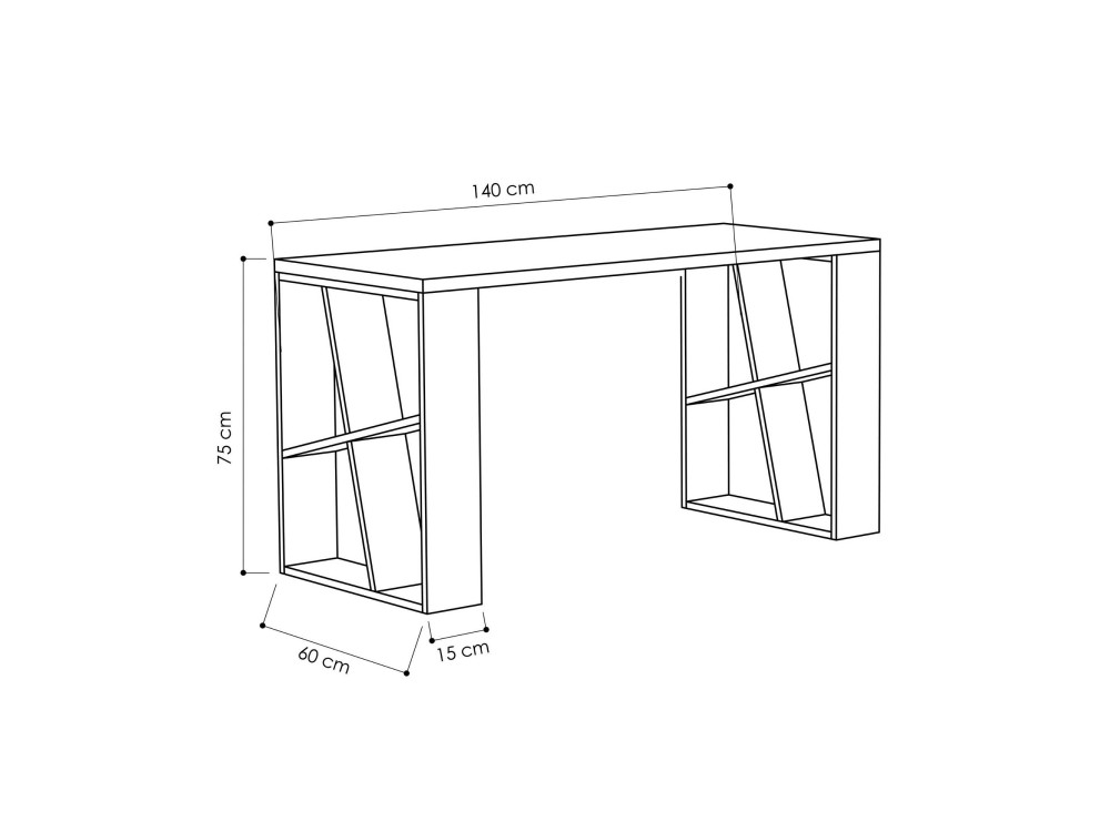 Bureau en bois "Honey" - 140 x 60 x 75 cm - Chêne blanc