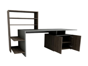 Bureau en bois "Melis " - 146 x 60 x 128 cm - Noyer Anthracite