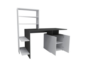Bureau en bois "Melis " - 146 x 60 x 128 cm - Blanc Anthracite