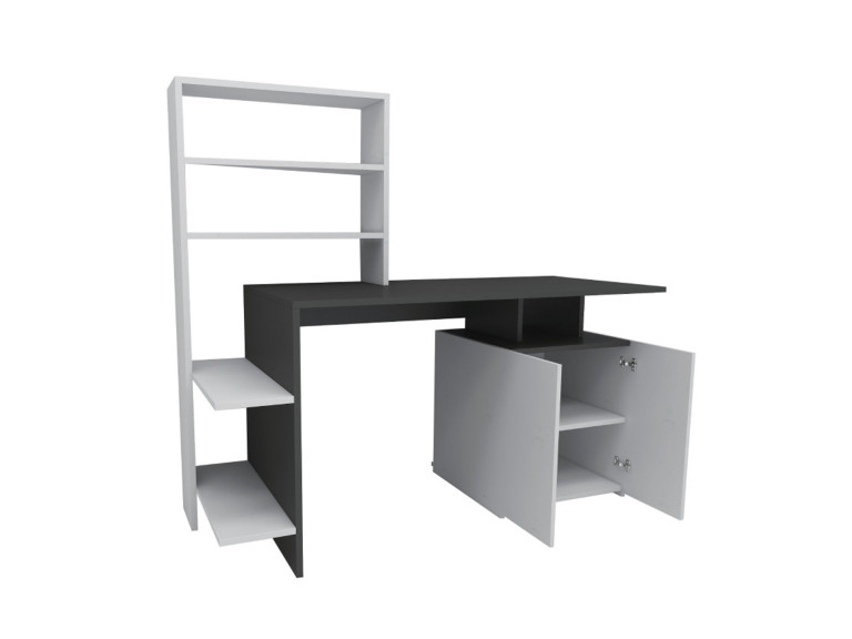 Bureau en bois "Melis " - 146 x 60 x 128 cm - Blanc Anthracite
