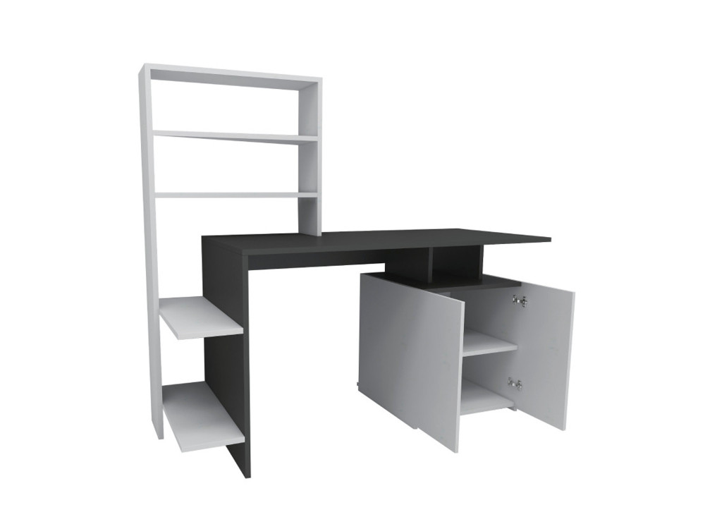 Bureau en bois "Melis " - 146 x 60 x 128 cm - Blanc Anthracite