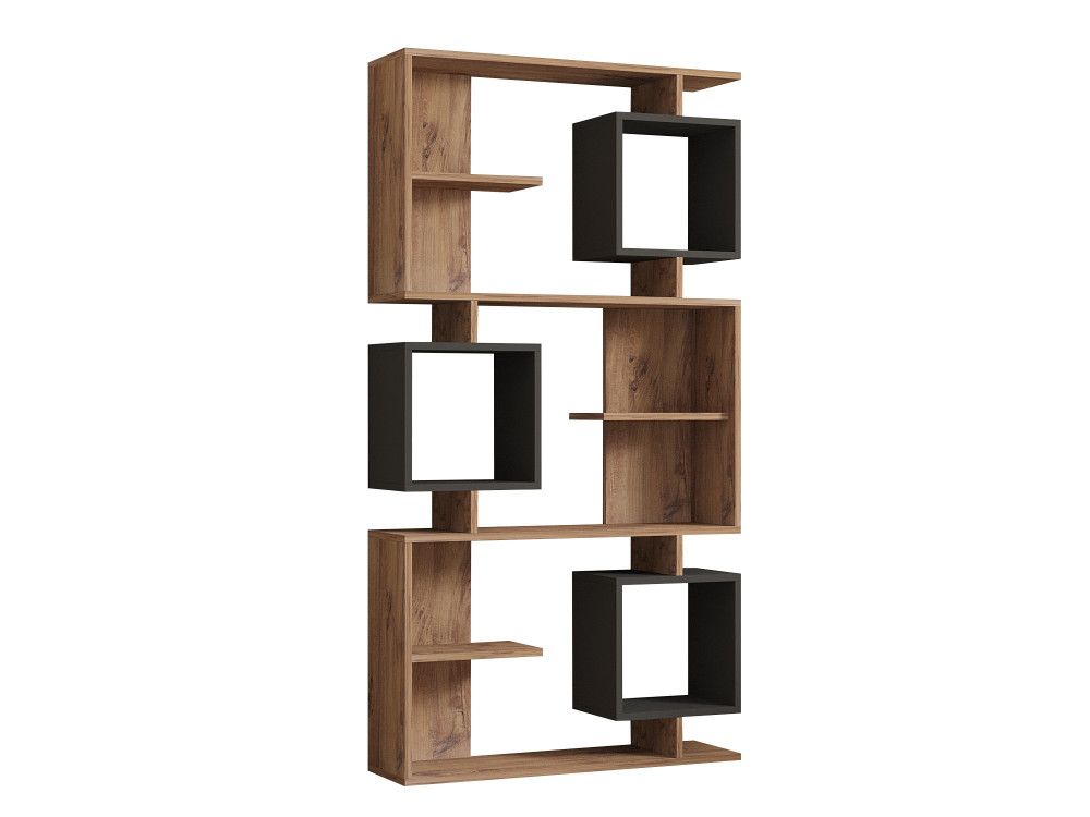 Bibliothèque en bois "Icardi" - 90 x 24 x 171 cm - Pin atlantiqueAnthracite