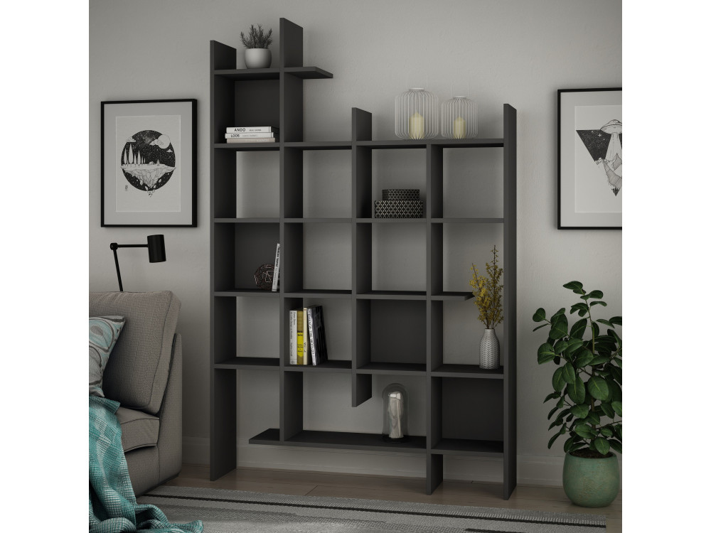 Bibliothèque en bois "Manco" - 122 x 25 x 188 cm - Anthracite