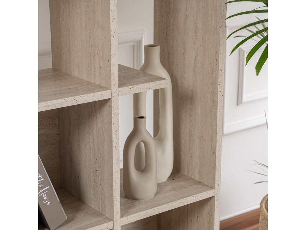Bibliothèque en bois "Manco" - 122 x 25 x 188 cm - Travertin