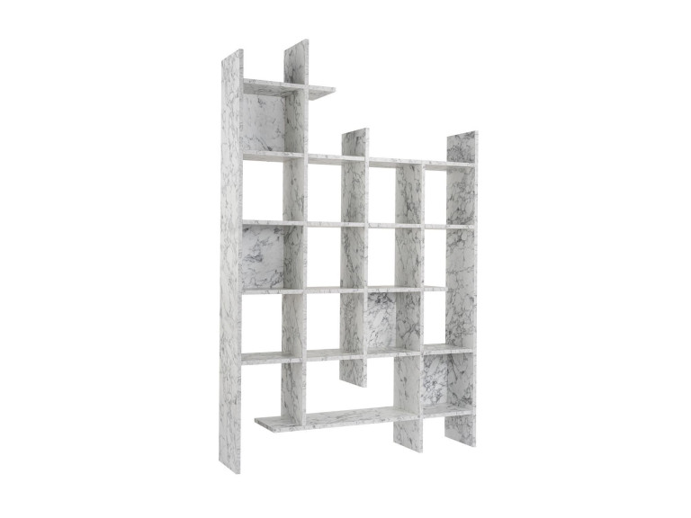 Bibliothèque en bois "Manco" - 122 x 25 x 188 cm - Blanc marbré