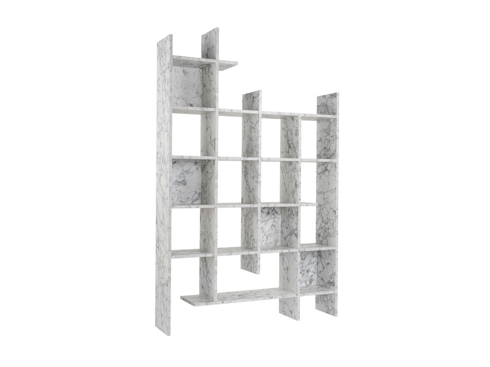 Bibliothèque en bois "Manco" - 122 x 25 x 188 cm - Blanc marbré