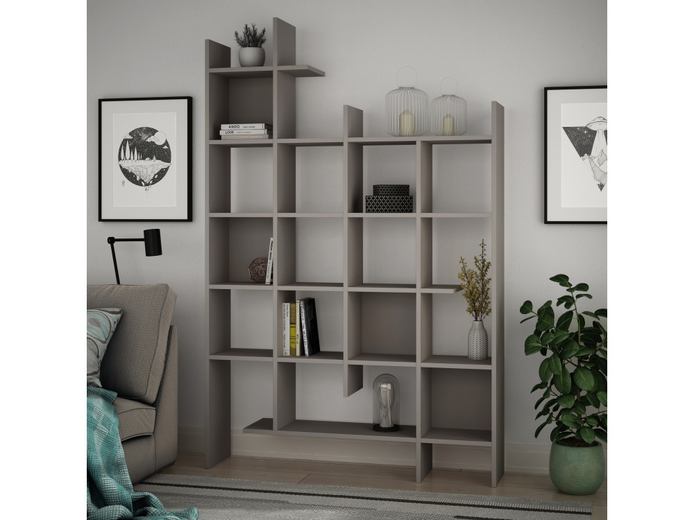 Bibliothèque en bois "Manco" - 122 x 25 x 188 cm - Moka clair