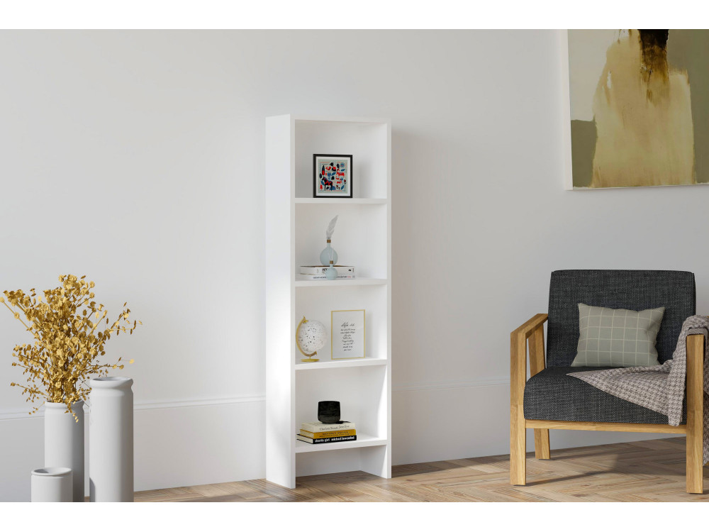 Bibliothèque en bois "Barkin" - 40 x 19 x 150 cm - Blanc