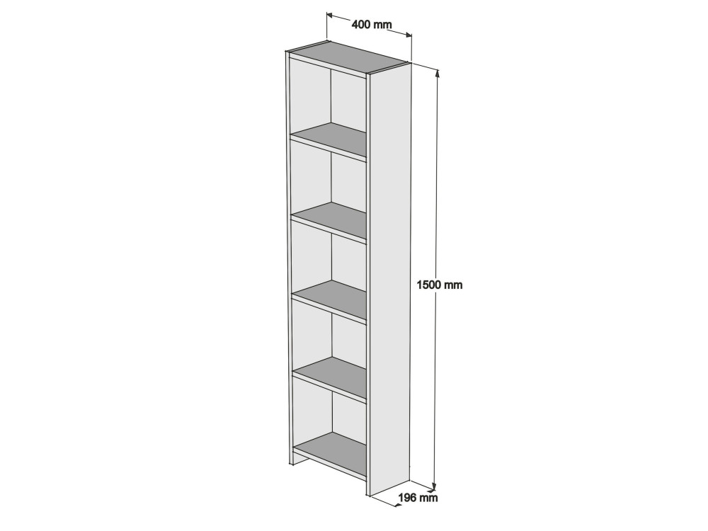 Bibliothèque en bois "Barkin" - 40 x 19 x 150 cm - Blanc