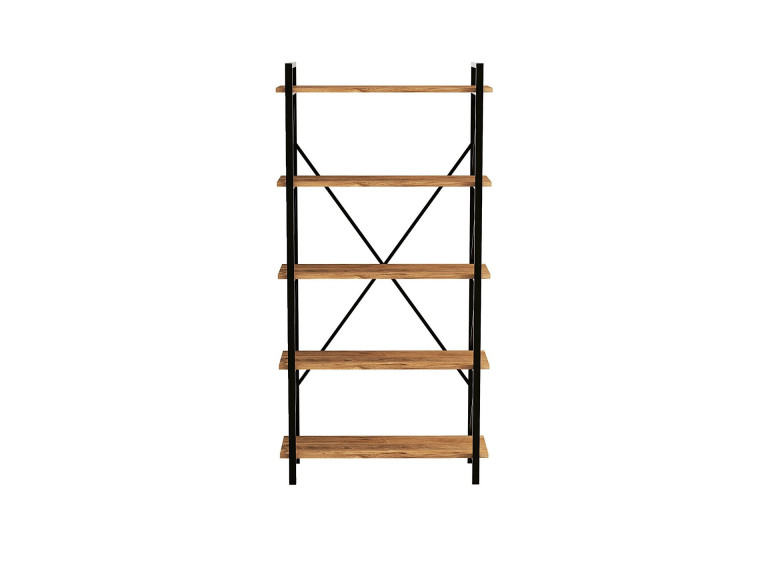 Bibliothèque en bois "Nero" - 90 x 33 x 180 cm - Pin atlantiqueNoir