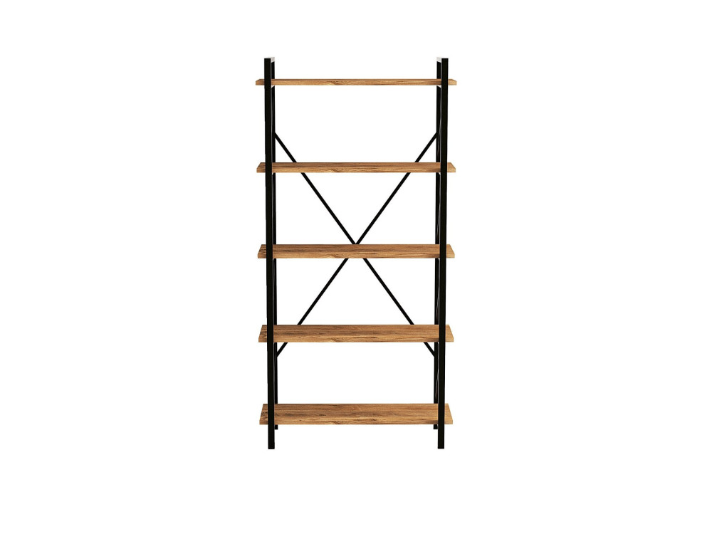 Bibliothèque en bois "Nero" - 90 x 33 x 180 cm - Pin atlantiqueNoir