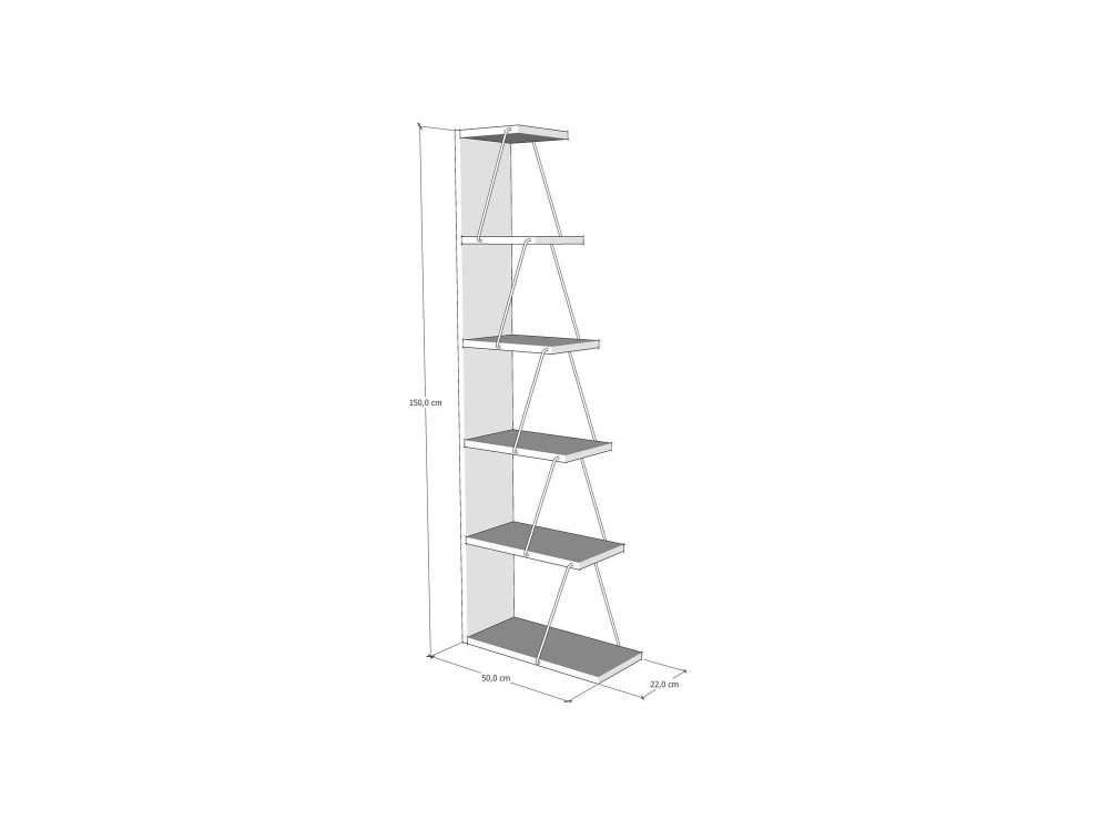 Bibliothèque en bois "Nove" - 50 x 22 x 150 cm - Marron