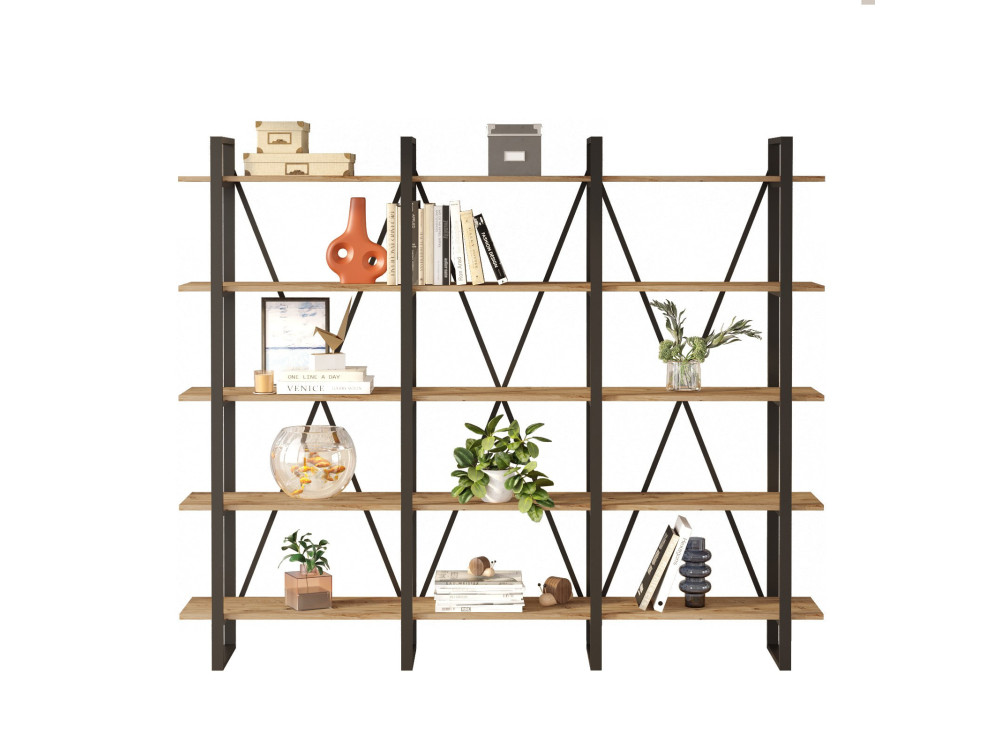 Bibliothèque en bois "ML4" - 219 x 34 x 180 cm - Pin atlantique