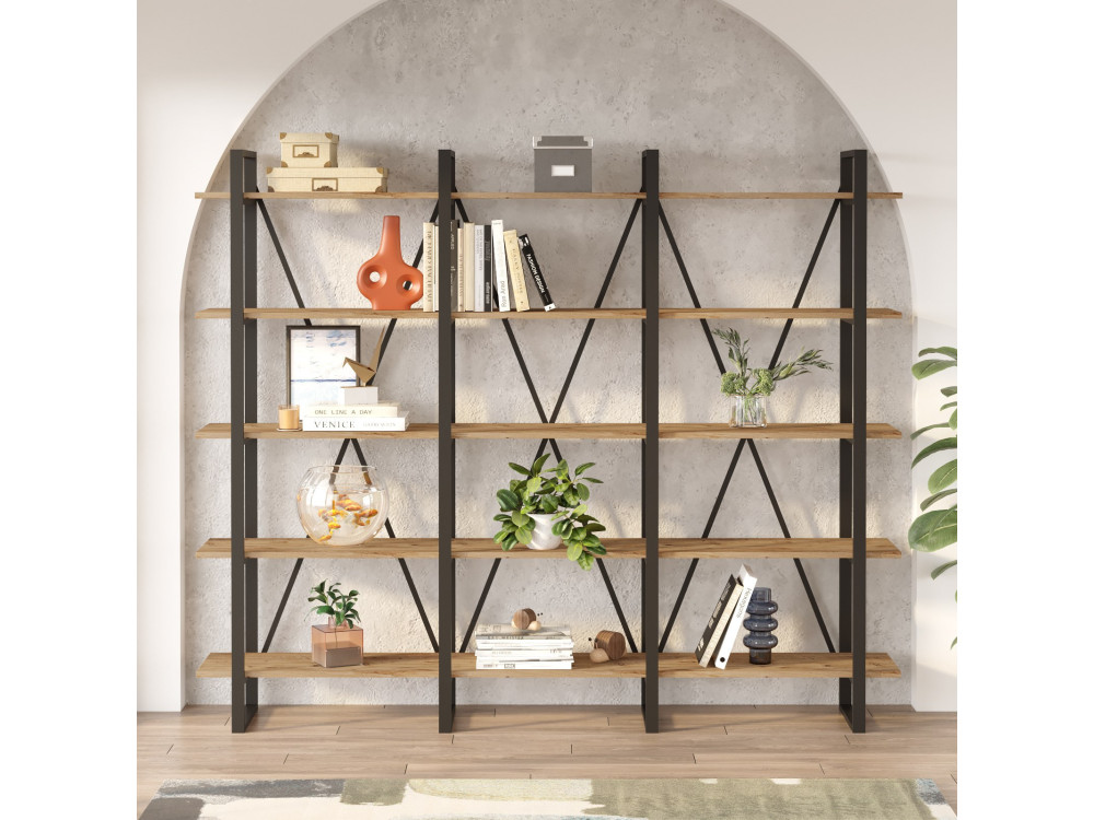 Bibliothèque en bois "ML4" - 219 x 34 x 180 cm - Pin atlantique