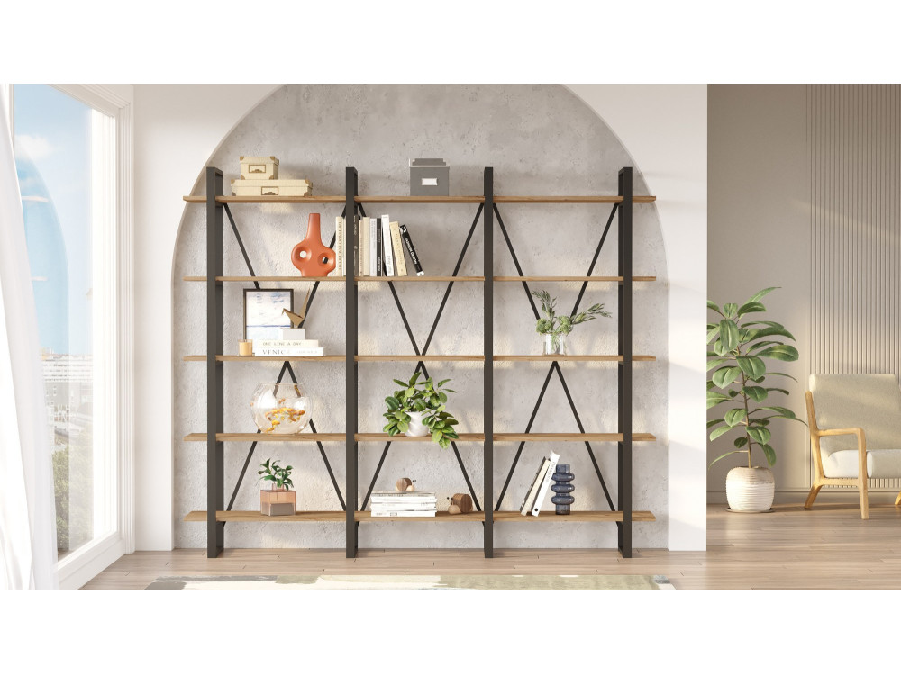 Bibliothèque en bois "ML4" - 219 x 34 x 180 cm - Pin atlantique