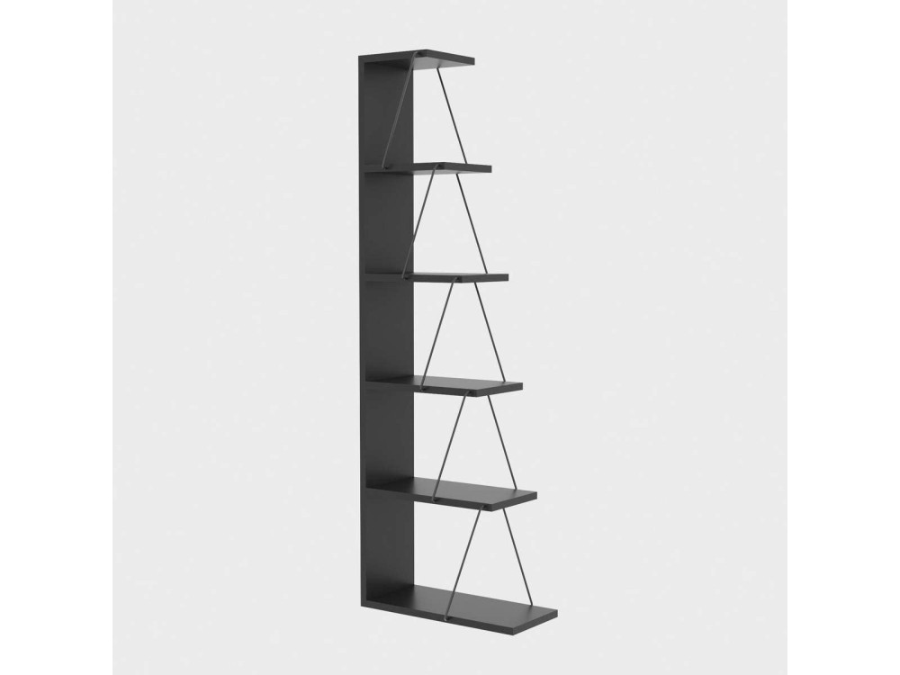 Bibliothèque en bois "Melinos" - 50 x 22 x 150 cm - Gris anthracite