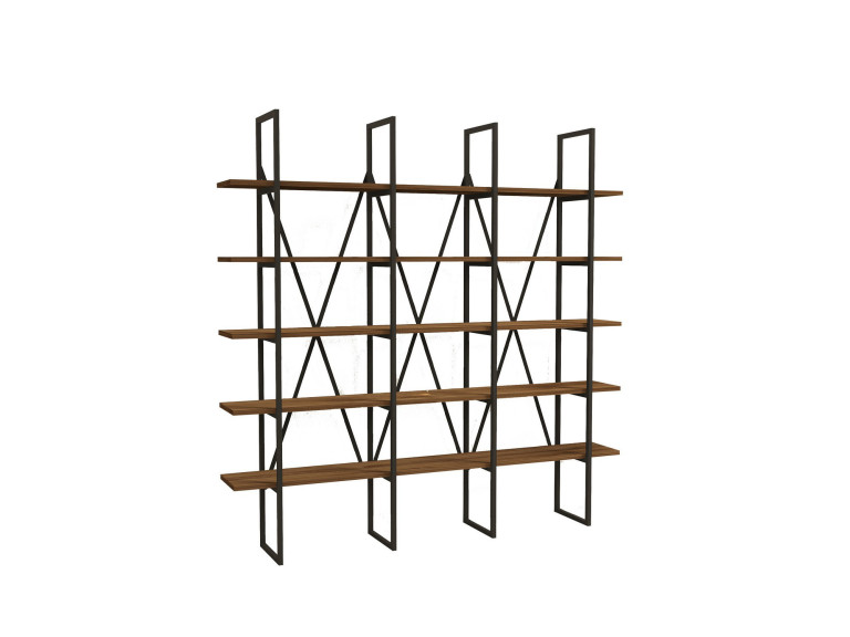 Bibliothèque en bois "Beylerbeyi" - 160 x 26 x 160 cm - NoyerNoir