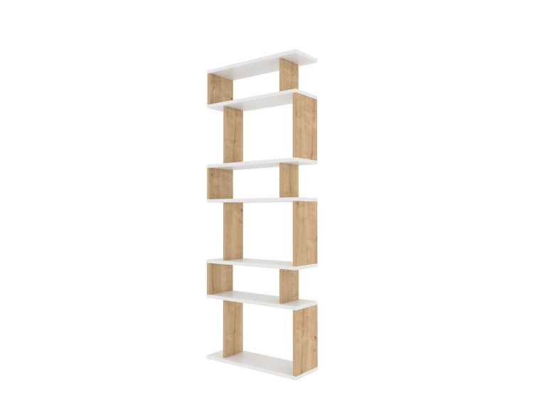 Bibliothèque en bois "Bates" - 60 x 19 x 160 cm - Chêne blanc