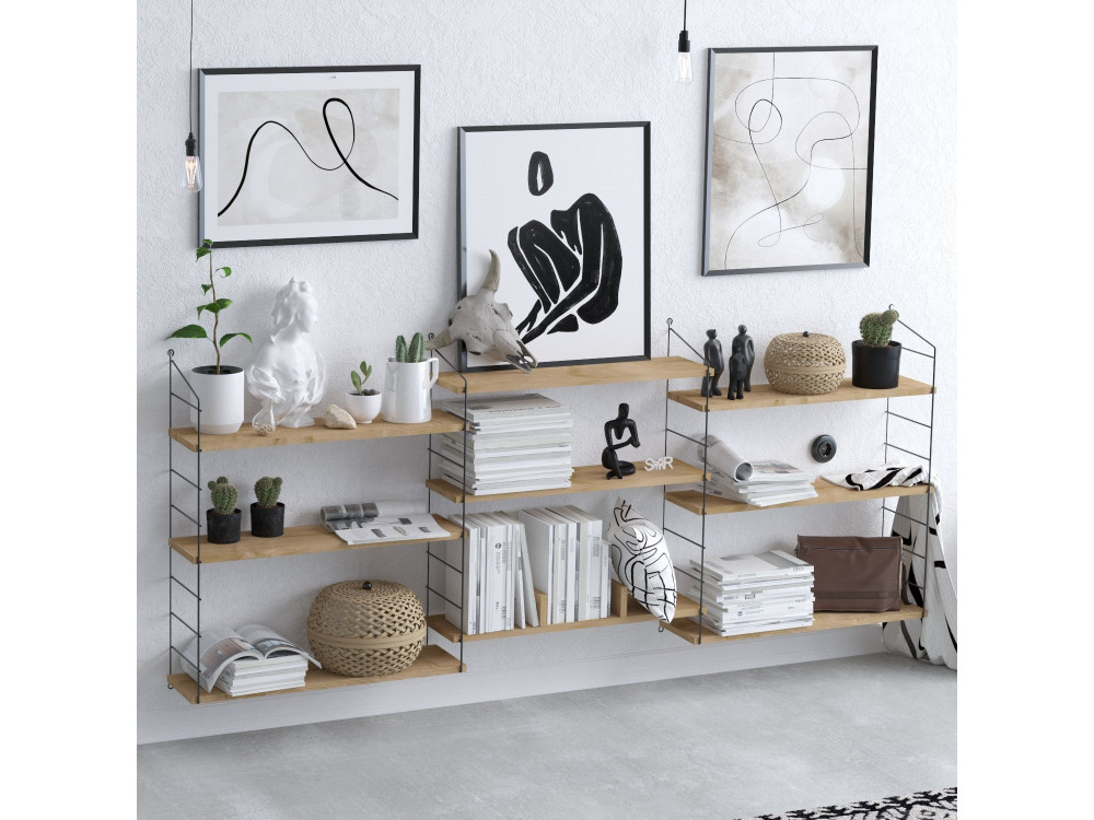 Bibliothèque en bois "Laba" - 216 x 20 x 85 cm - Chêne