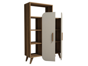 Meuble avec étagère en bois "Form" - 90 x 32 x 132 cm - Crème de noix