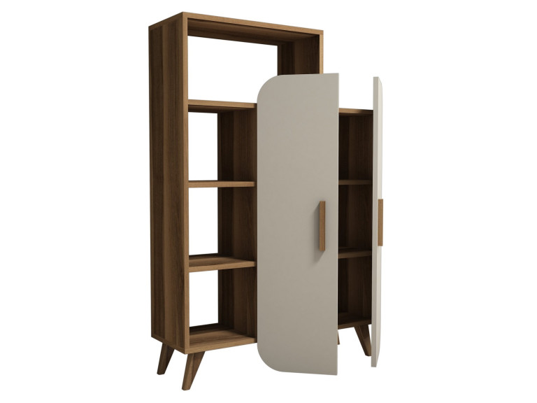 Meuble avec étagère en bois "Form" - 90 x 32 x 132 cm - Crème de noix