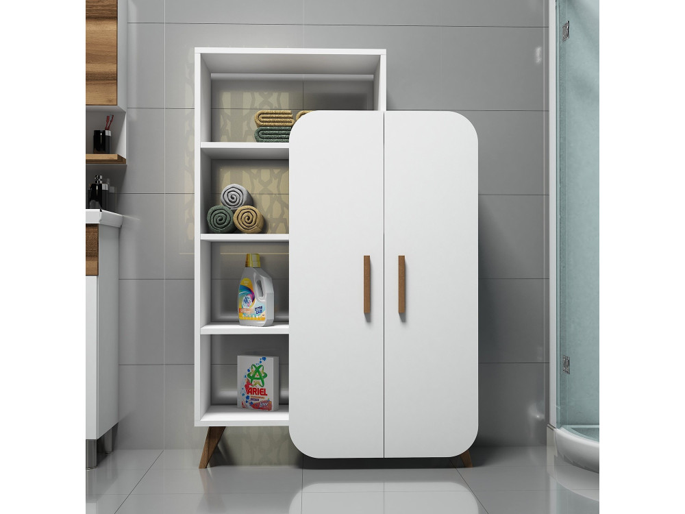 Meuble avec étagère en bois "Form" - 90 x 32 x 132 cm - Blanc