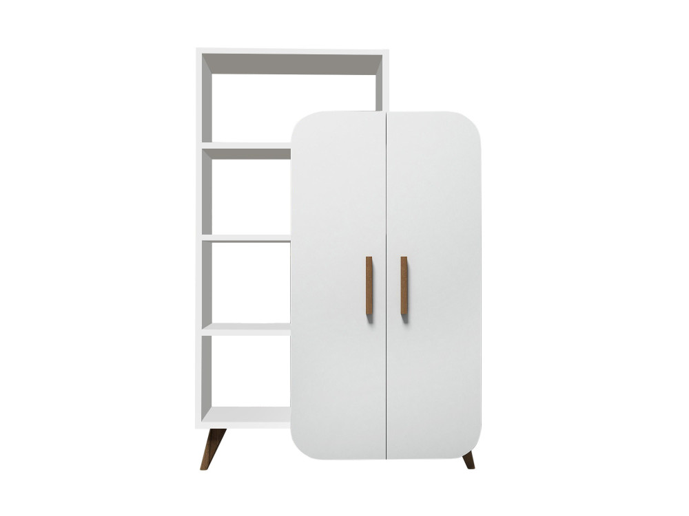 Meuble avec étagère en bois "Form" - 90 x 32 x 132 cm - Blanc