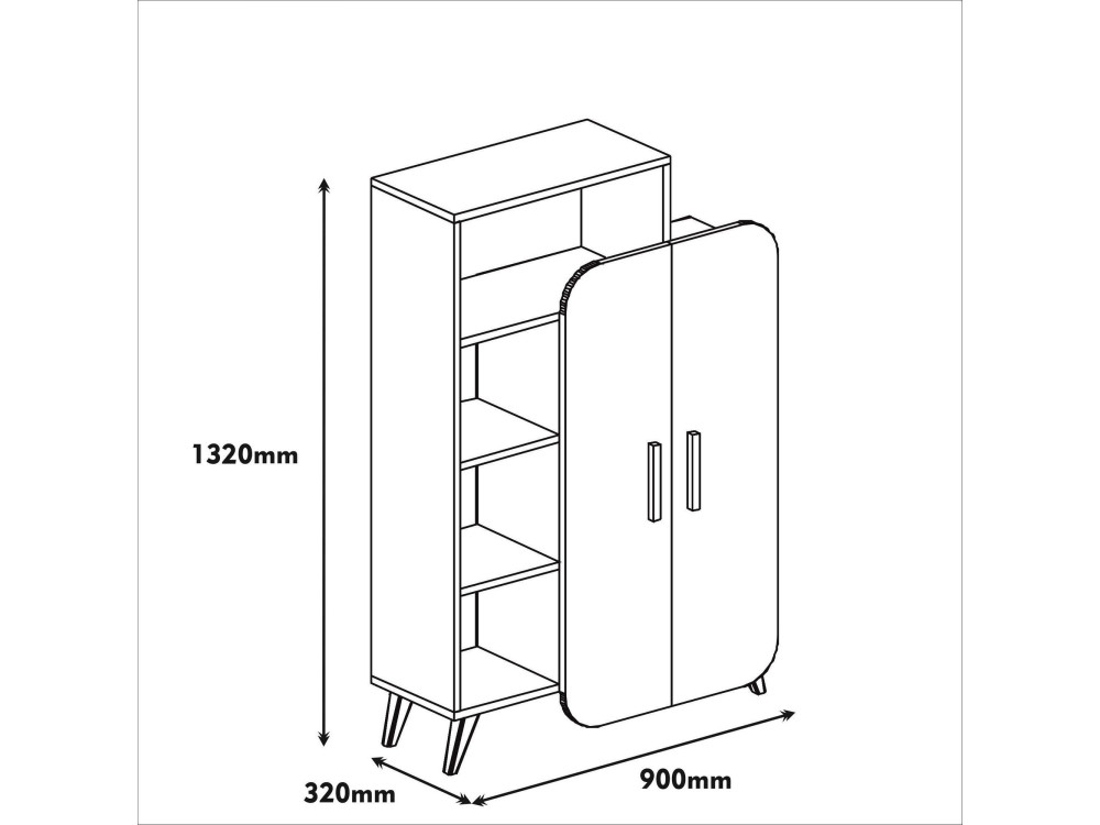 Meuble avec étagère en bois "Form" - 90 x 32 x 132 cm - Blanc