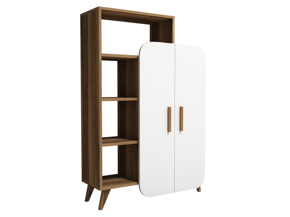 Bibliothèque en bois "Form" 90 x 32 x 132 cm - Noyer