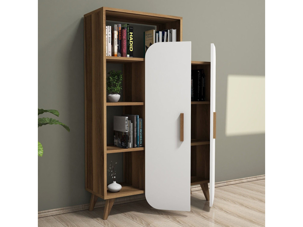 Bibliothèque en bois "Form" 90 x 32 x 132 cm - Noyer