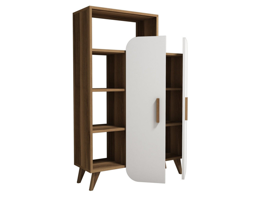Bibliothèque en bois "Form" 90 x 32 x 132 cm - Noyer