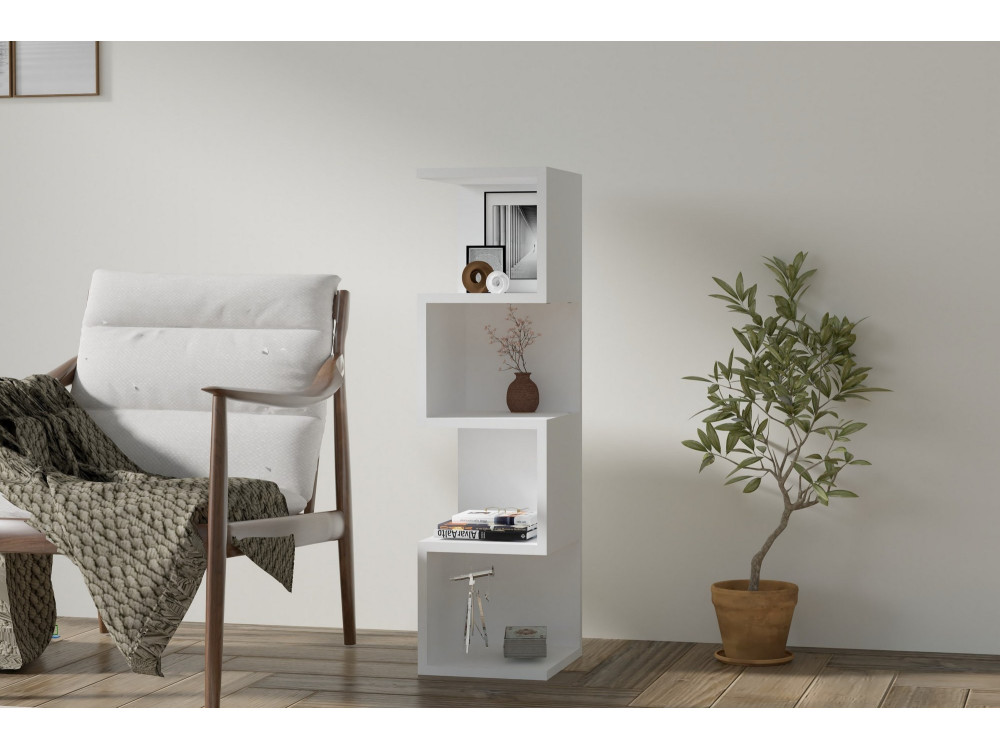 Bibliothèque en bois "Alin" - 27 x 25 x 95 cm - Blanc