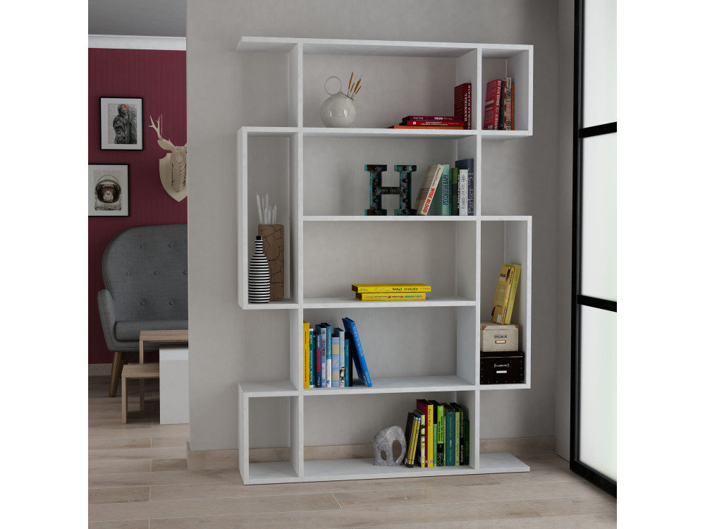 Bibliothèque en bois "Mito" - 110 x 25 x 161 cm - Blanc