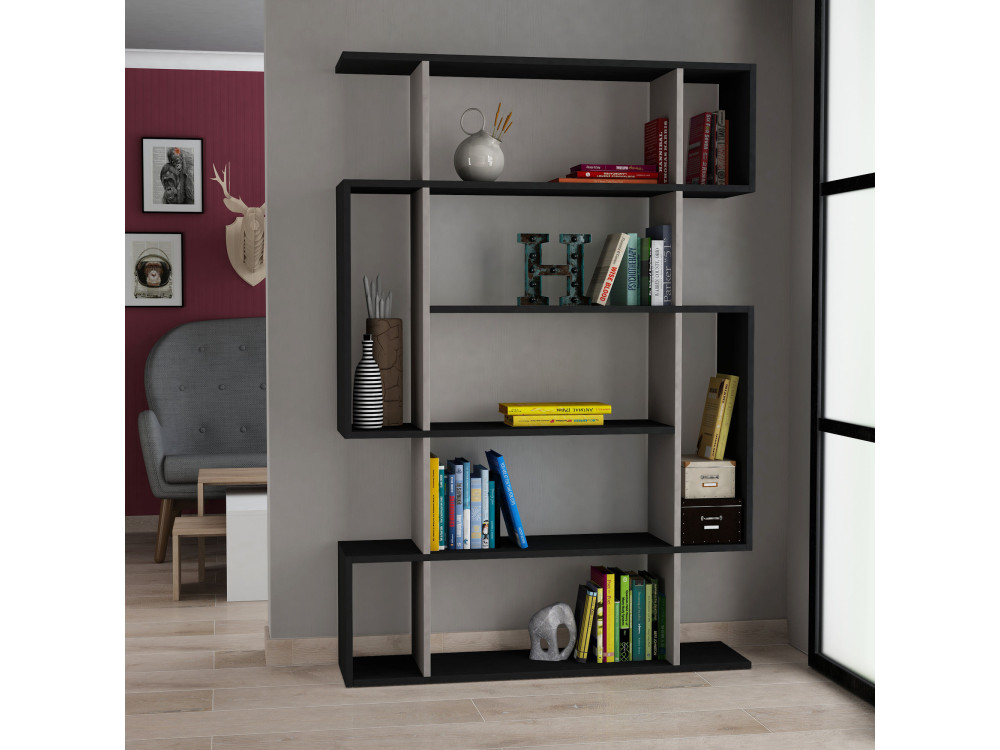 Bibliothèque en bois "Mito" - 110 x 25 x 161 cm - Gris anthracite