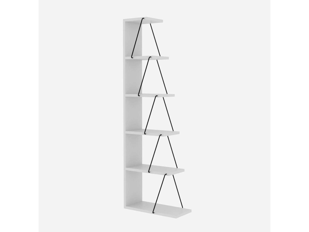 Bibliothèque en bois "Ayder" - 50 x 22 x 150 cm - Blanc