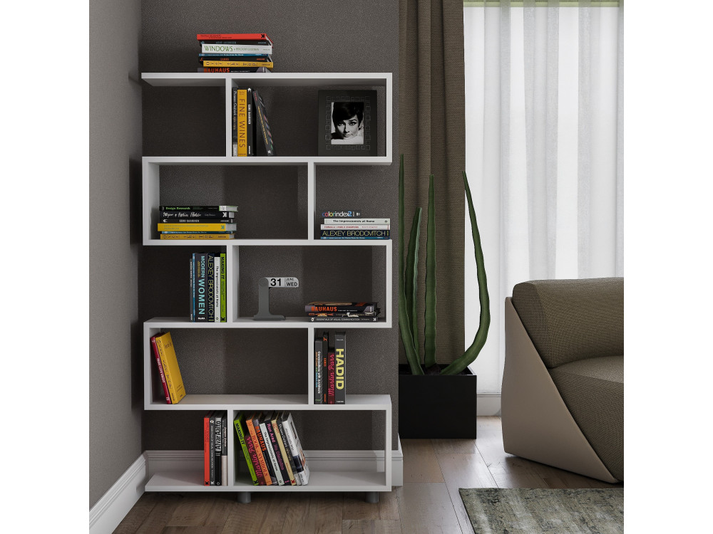 Bibliothèque en bois "Elif" 90 x 20 x 156 cm - Blanc