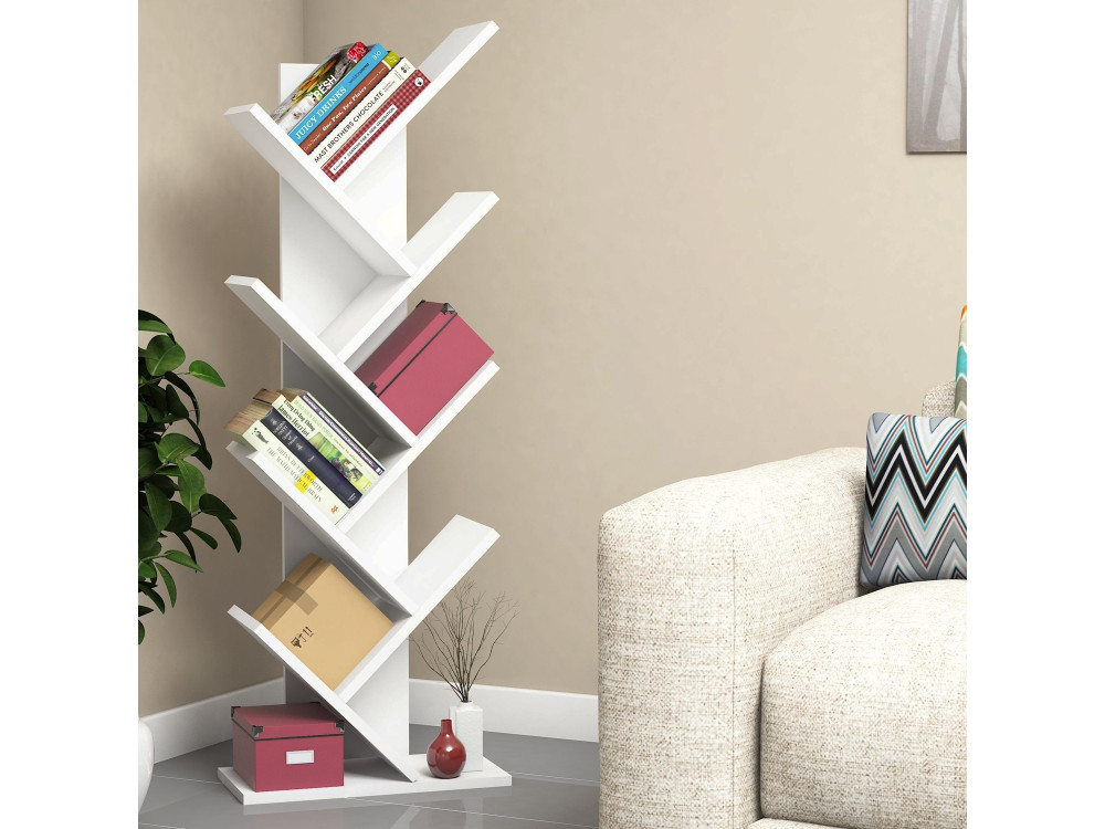 Bibliothèque en bois "Hitit" - 46 x 22 x 128 cm - Blanc